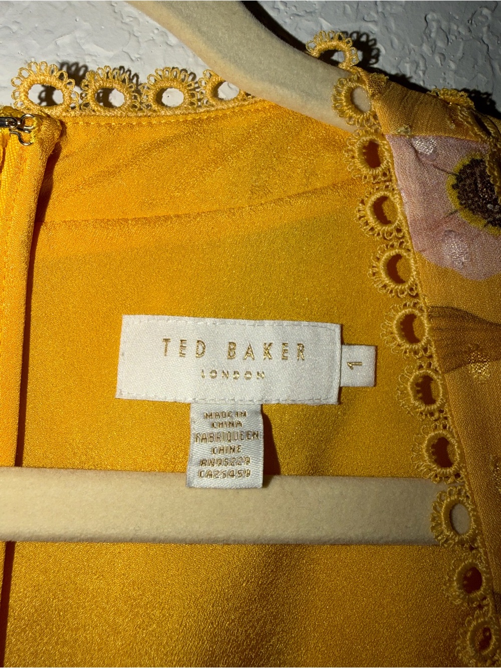 Ted Baker Yellow Posy Floral Long Sleeve Dress - Picture 4 of 7